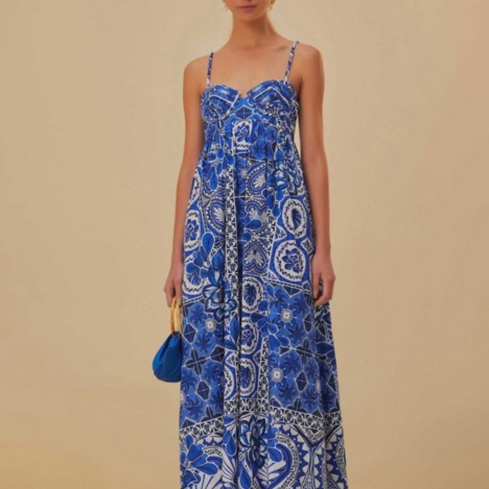 Farm Rio Blue Tile Maxi